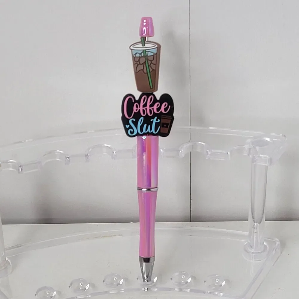 Funny Focal Beaded Pen Coffee Sl*t Iced Coffee Pin UV Base
